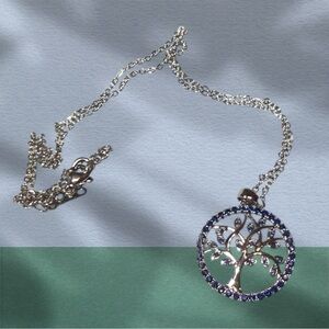 Elegant stainless steel Silver and Blue Pendant Necklace